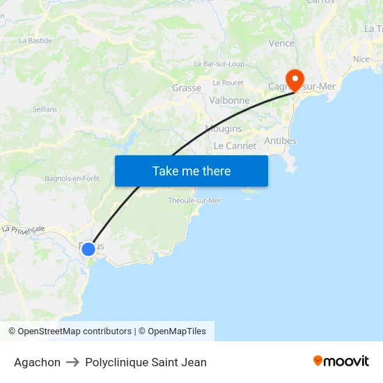 Agachon to Polyclinique Saint Jean map