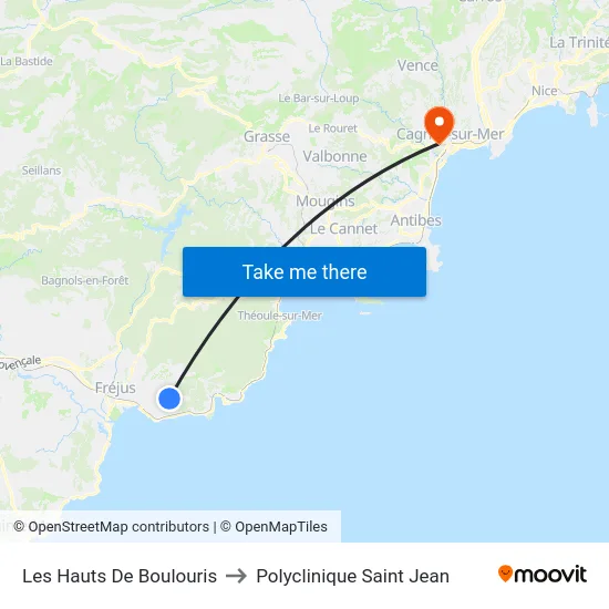 Les Hauts De Boulouris to Polyclinique Saint Jean map