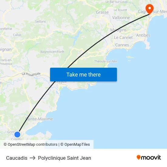 Caucadis to Polyclinique Saint Jean map