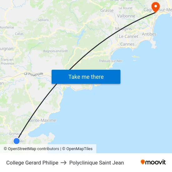 College Gerard Philipe to Polyclinique Saint Jean map