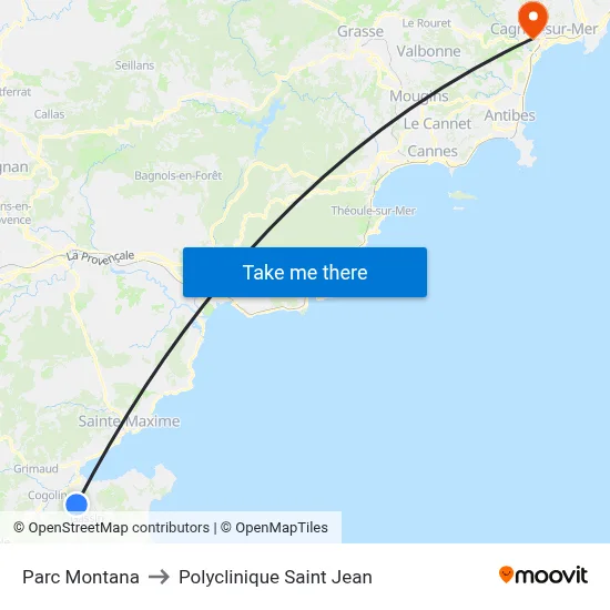Parc Montana to Polyclinique Saint Jean map