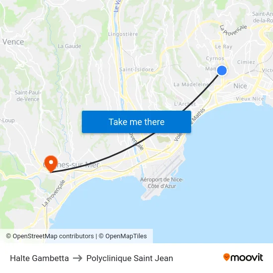 Halte Gambetta to Polyclinique Saint Jean map