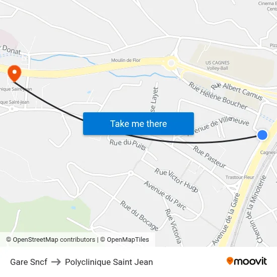 Gare Sncf to Polyclinique Saint Jean map