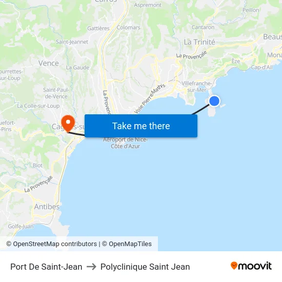 Port De Saint-Jean to Polyclinique Saint Jean map