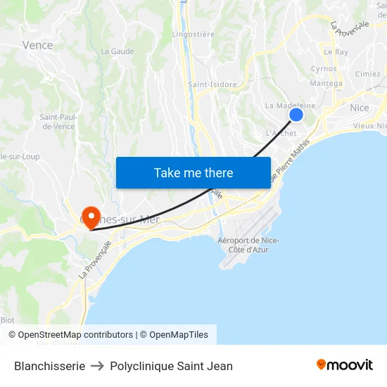 Blanchisserie to Polyclinique Saint Jean map