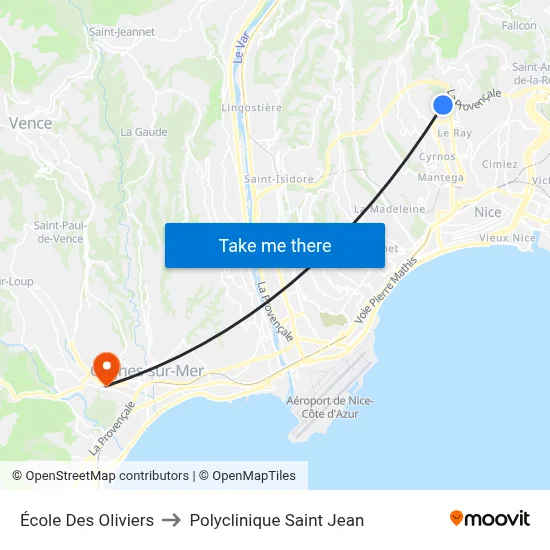 École Des Oliviers to Polyclinique Saint Jean map