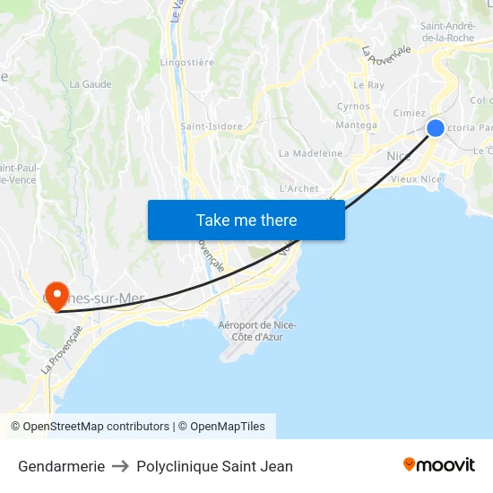 Gendarmerie to Polyclinique Saint Jean map