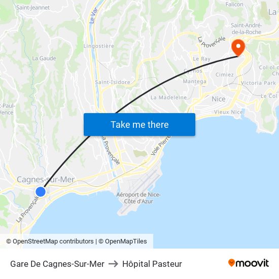 Gare De Cagnes-Sur-Mer to Hôpital Pasteur map