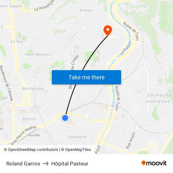 Roland Garros to Hôpital Pasteur map