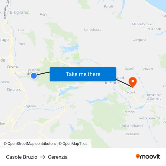Casole Bruzio to Cerenzia map