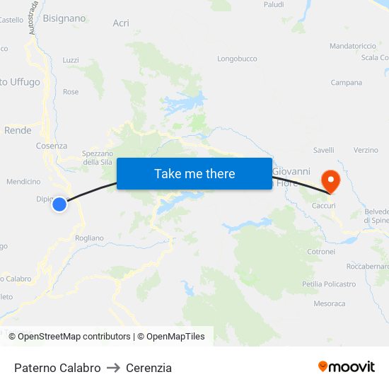 Paterno Calabro to Cerenzia map