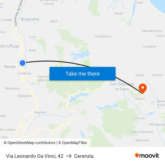 Via Leonardo Da Vinci, 42 to Cerenzia map