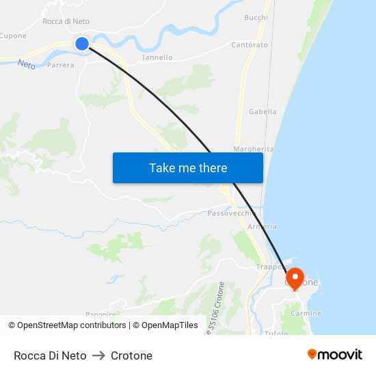 Rocca Di Neto to Crotone map
