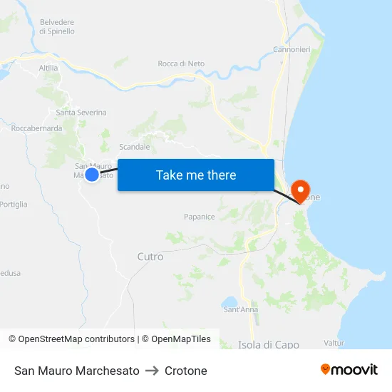 San Mauro Marchesato to Crotone map