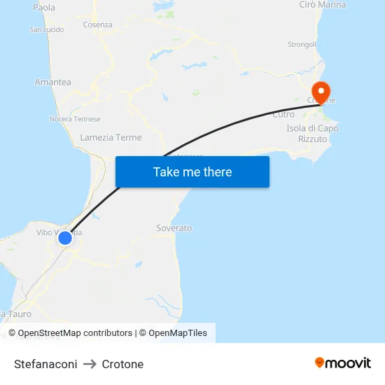 Stefanaconi to Crotone map
