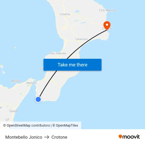 Montebello Jonico to Crotone map