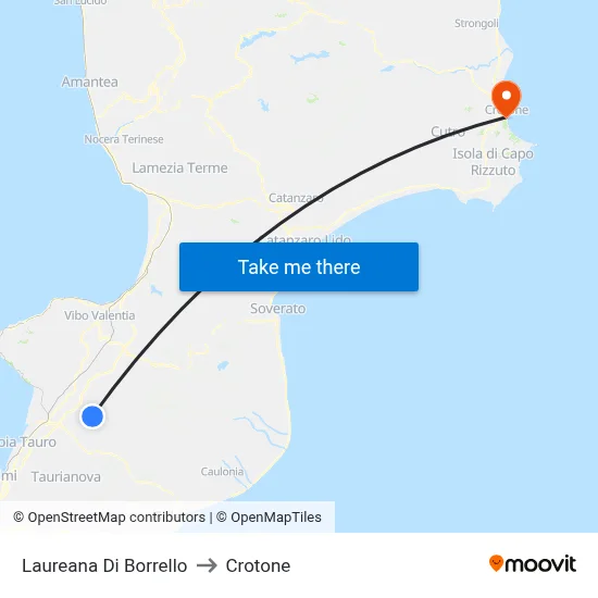 Laureana Di Borrello to Crotone map