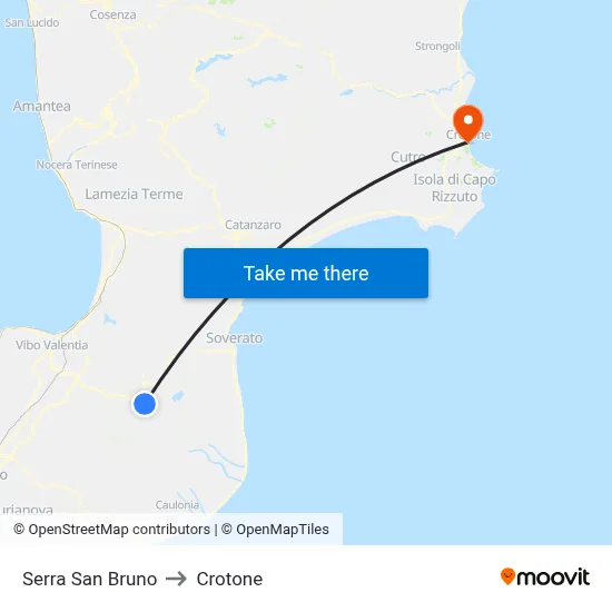 Serra San Bruno to Crotone map