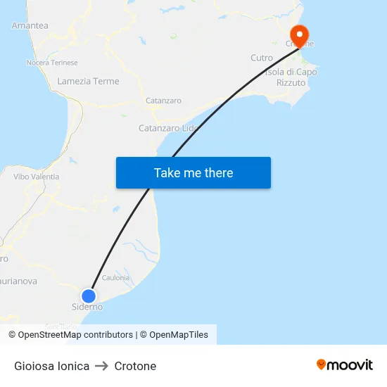 Gioiosa Ionica to Crotone map