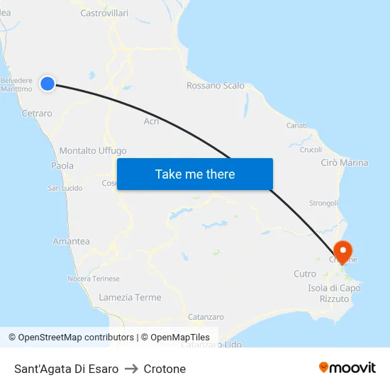 Sant'Agata Di Esaro to Crotone map