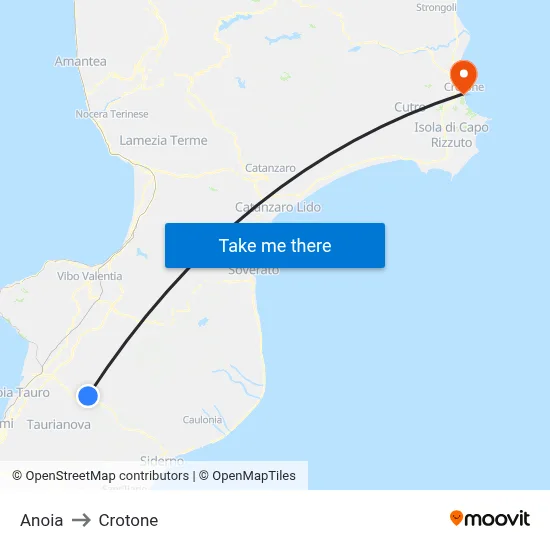 Anoia to Crotone map