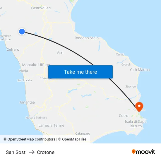 San Sosti to Crotone map
