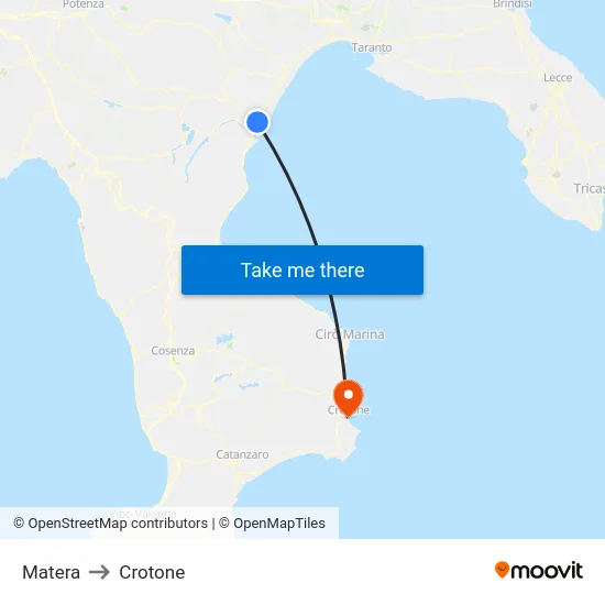 Matera to Crotone map