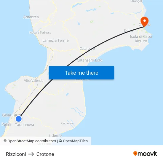 Rizziconi to Crotone map