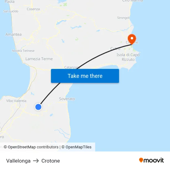 Vallelonga to Crotone map