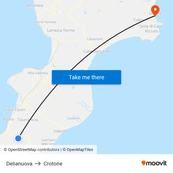 Delianuova to Crotone map