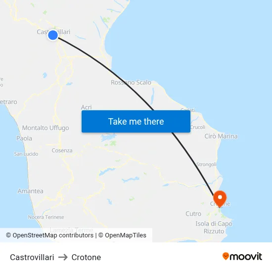 Castrovillari to Crotone map