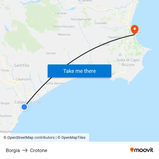 Borgia to Crotone map