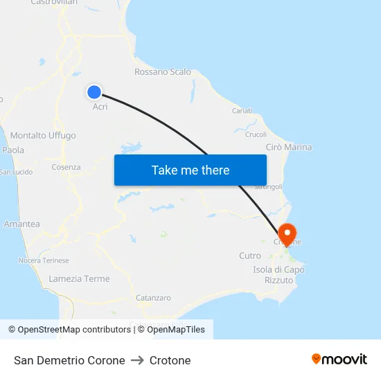 San Demetrio Corone to Crotone map