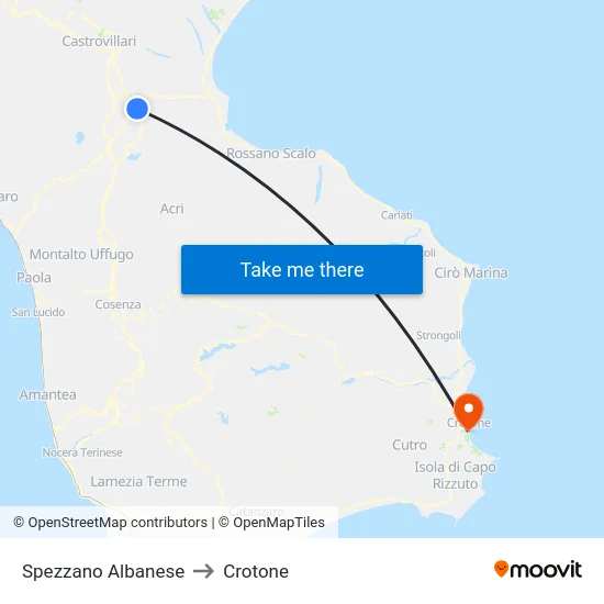 Spezzano Albanese to Crotone map