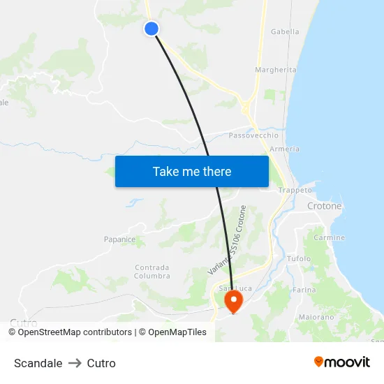 Scandale to Cutro map