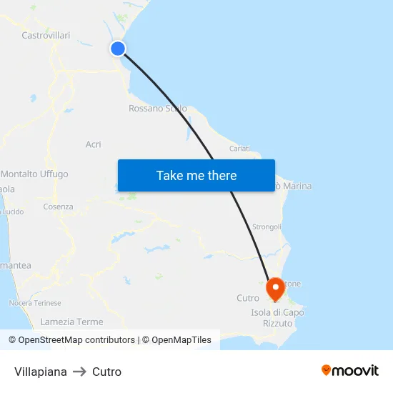 Villapiana to Cutro map