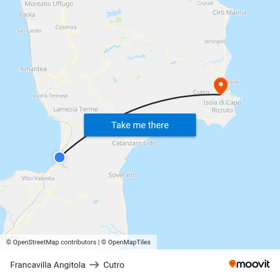 Francavilla Angitola to Cutro map