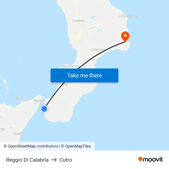 Reggio Di Calabria to Cutro map