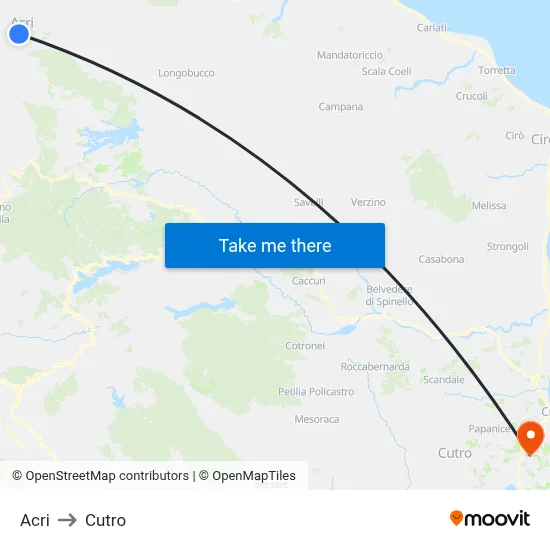 Acri to Cutro map