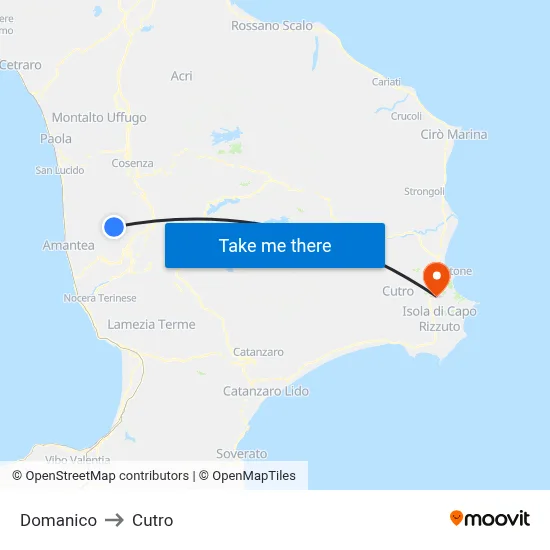 Domanico to Cutro map