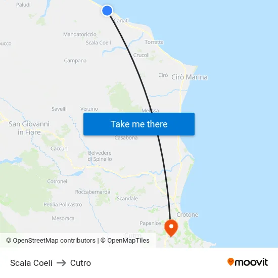 Scala Coeli to Cutro map