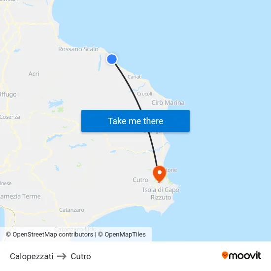 Calopezzati to Cutro map