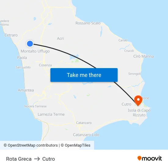Rota Greca to Cutro map