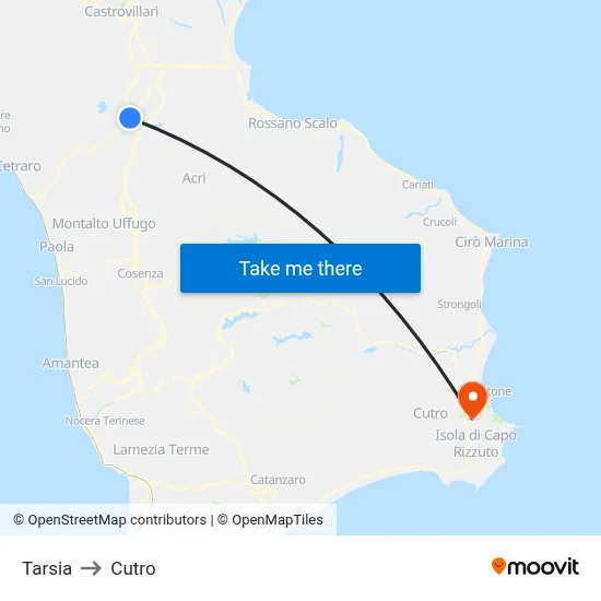 Tarsia to Cutro map