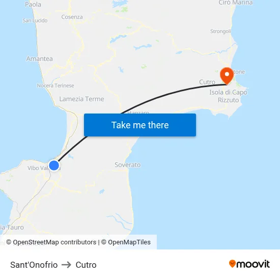 Sant'Onofrio to Cutro map