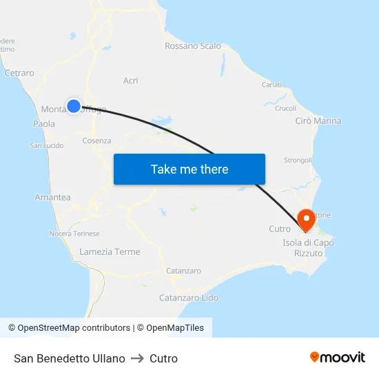 San Benedetto Ullano to Cutro map