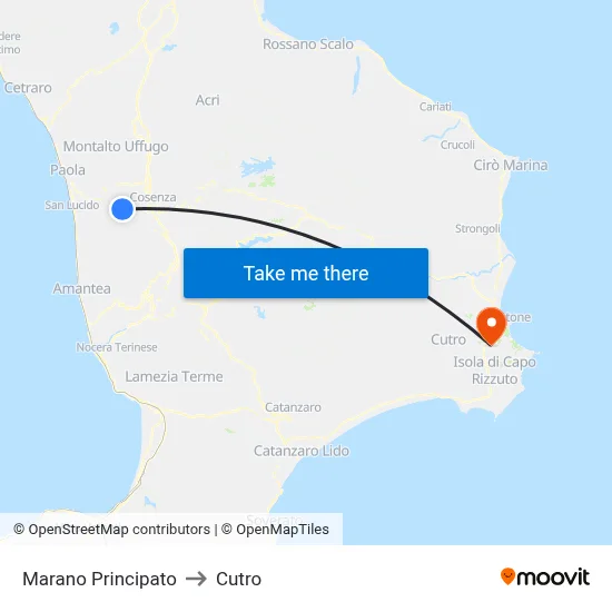 Marano Principato to Cutro map