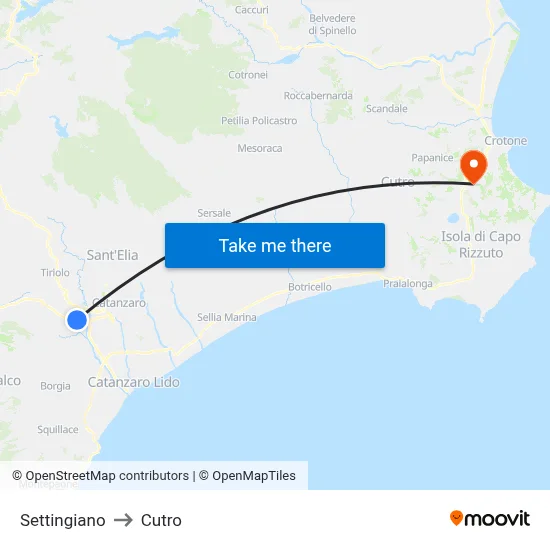 Settingiano to Cutro map