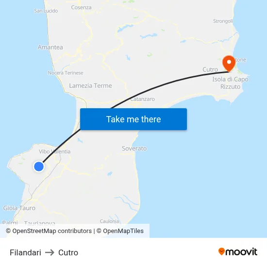 Filandari to Cutro map