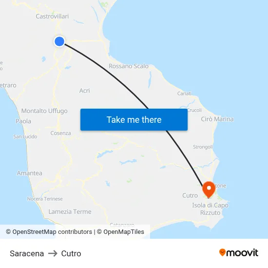 Saracena to Cutro map